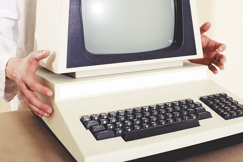 vintage white and black computer